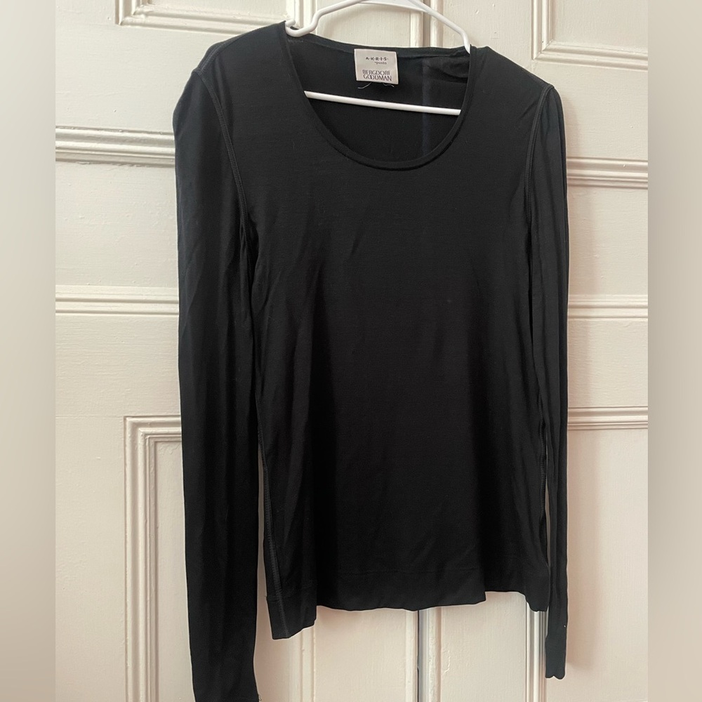 Akris Punto Bergdorf Goodman Classic Black Long Sleeve Women's Top size 10